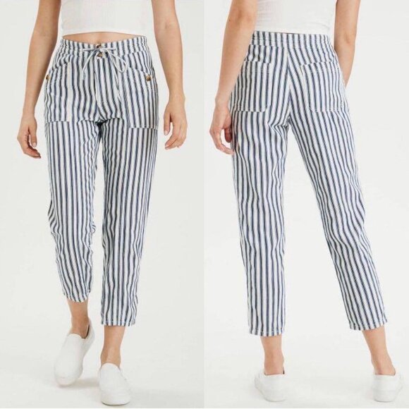 American Eagle Striped Cotton Trouser Pants 00 Regular - Picture 1 of 3